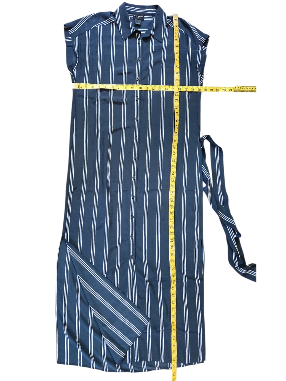 CLUB MONACO Danielle 100% Silk Striped Midi Shirt Dress - Size 4 - Picture 10 of 14